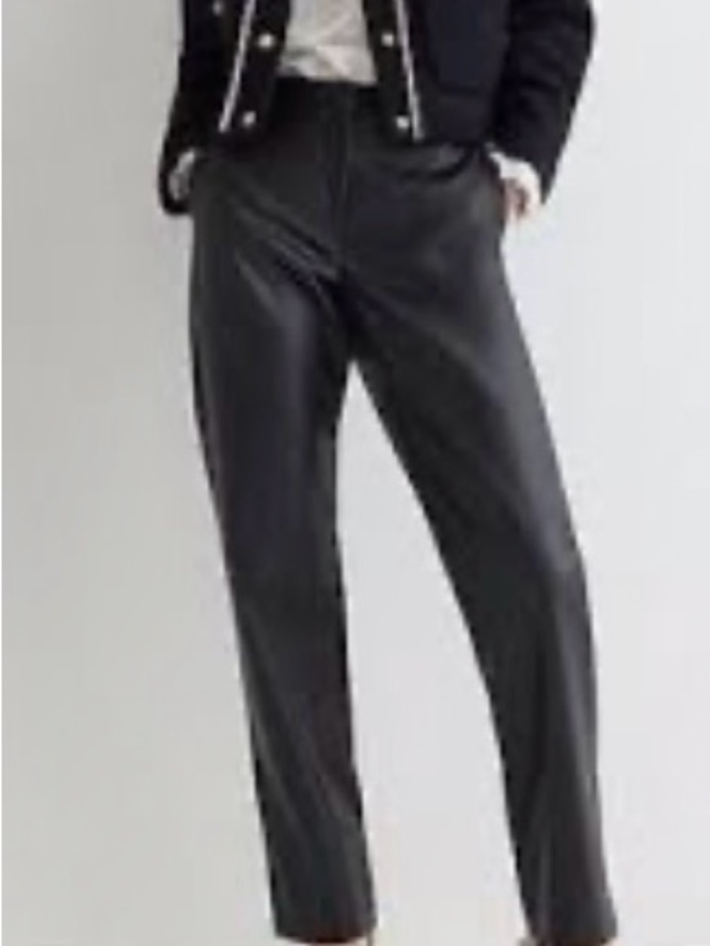 J. Crew Black Faux Leather Straight-Leg Pants